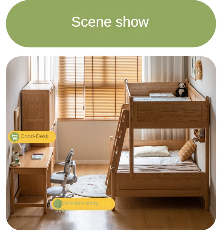 Oak Solid Wood Children's Bunk Bed.