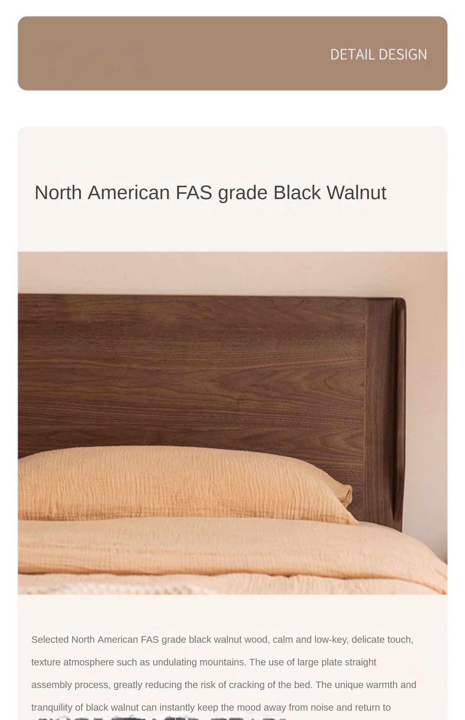 North American Black Walnut Solid Wood Large Bed