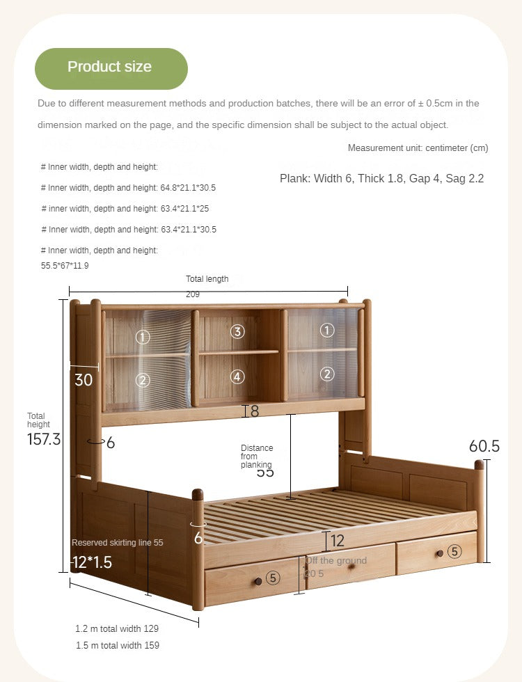 Beech Solid Wood Children's Cabinet Integrated Bed