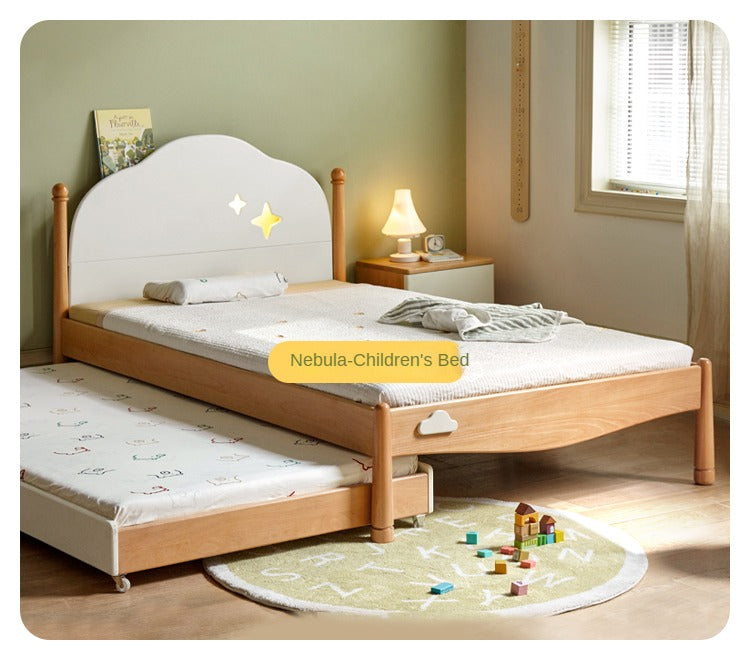 Oak solid wood floor bed with pulley toddler bed<