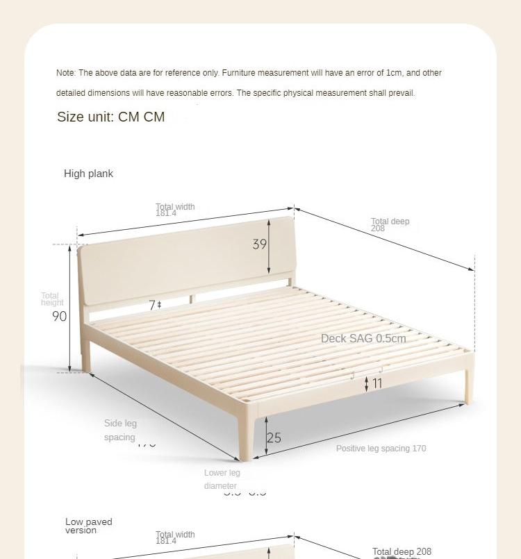 Poplar solid wood bed modern simple cream style<