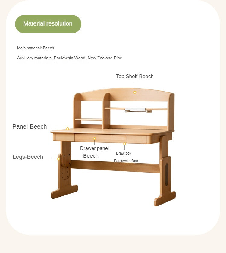 Beech Solid Wood Children's Lifting Desk