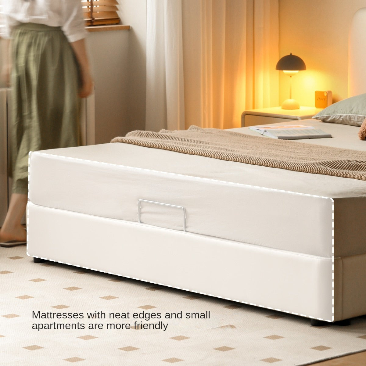 Floor-standing soft bed Cream Style Technology Cloth_)