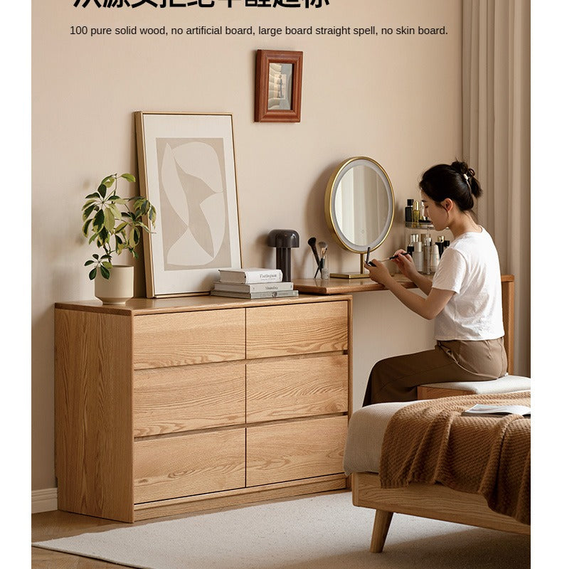 Oak solid wood Dressing table L-shaped corner