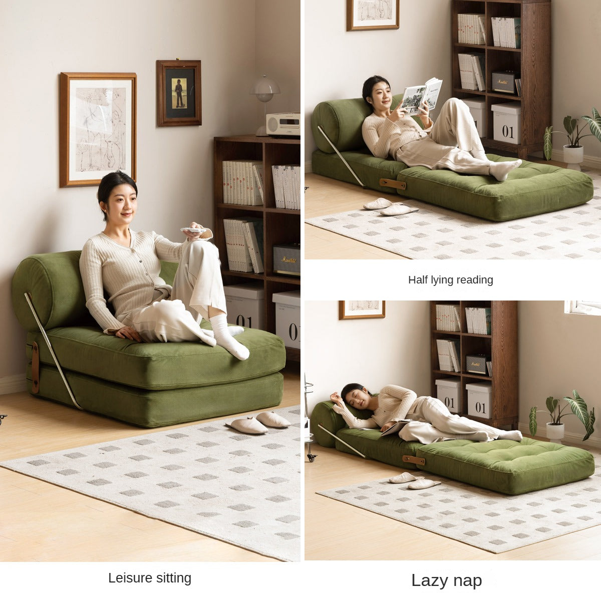 Tofu Block Leisure Chair Day-Bed down Sofa imitation lamb fleece)