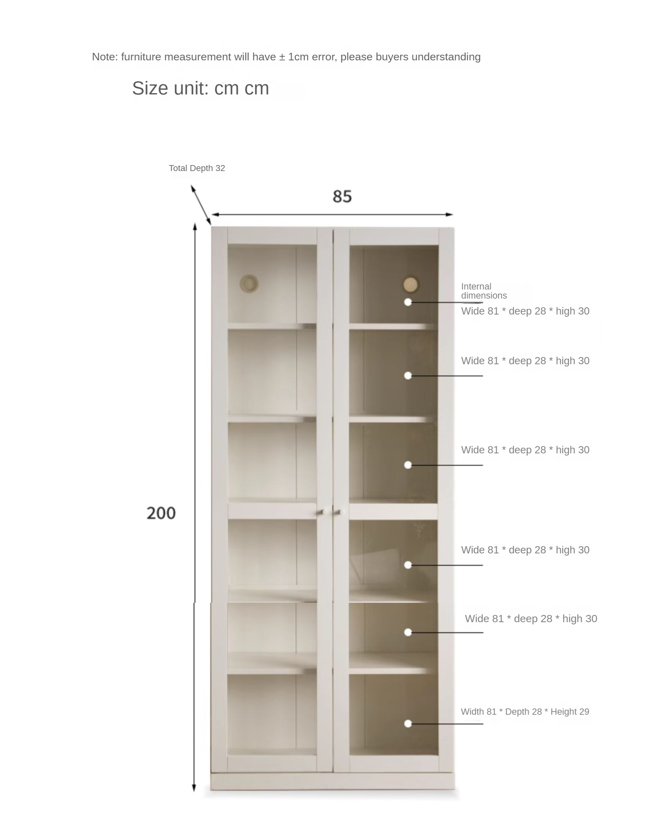 Solid wood Glass door bookcase  -