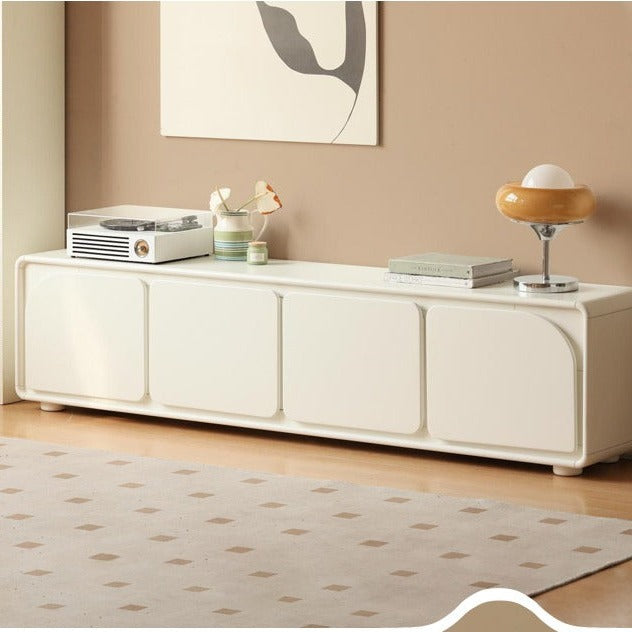 Poplar solid wood TV cabinet cream style floor cabinet