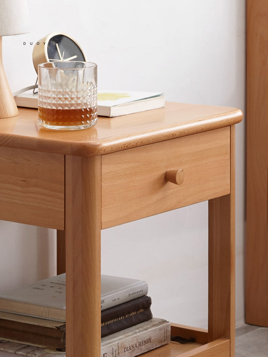 Beech solid wood bedside table-