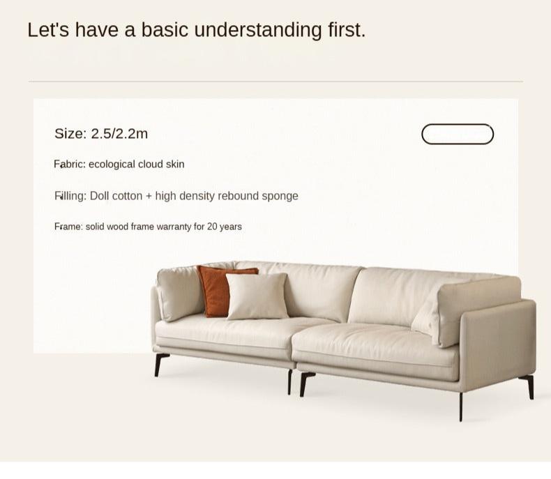 Fabric Straight Italian Down Sofa Cream Style