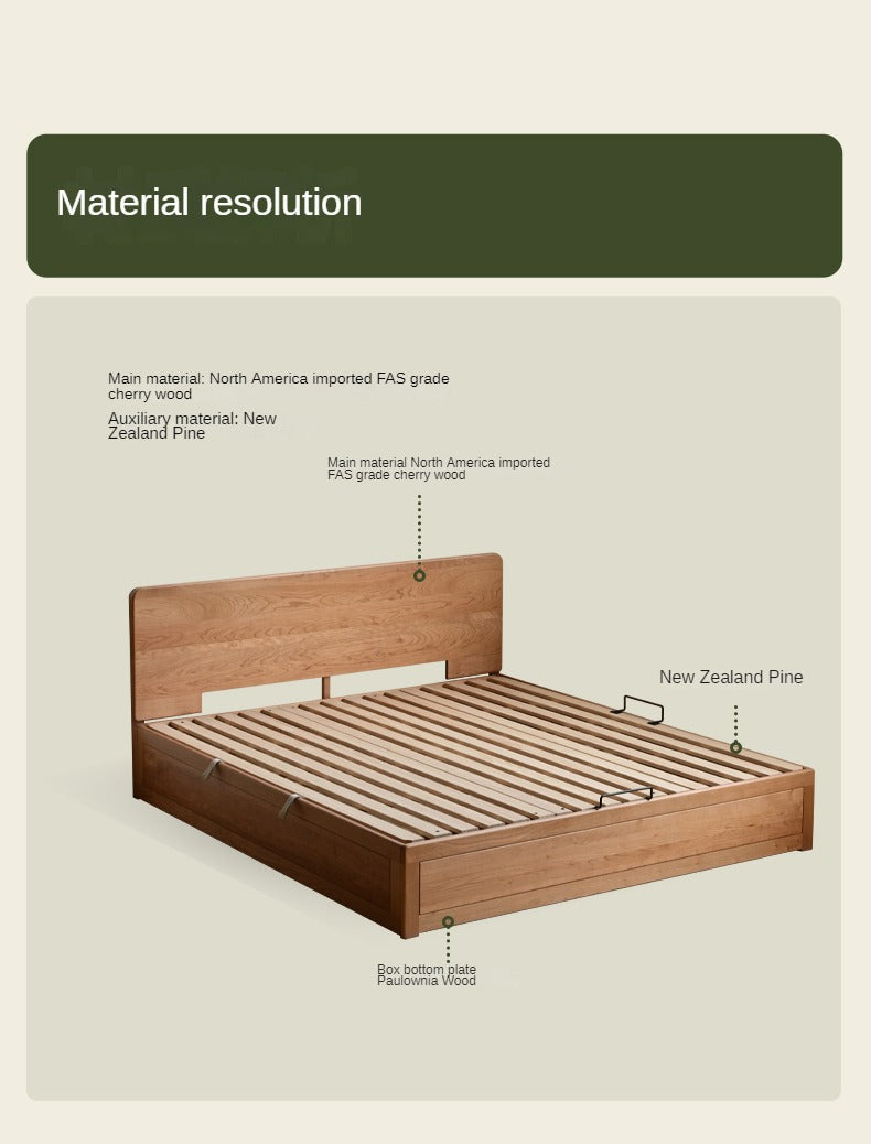 Cherry Solid Wood Box Bed <