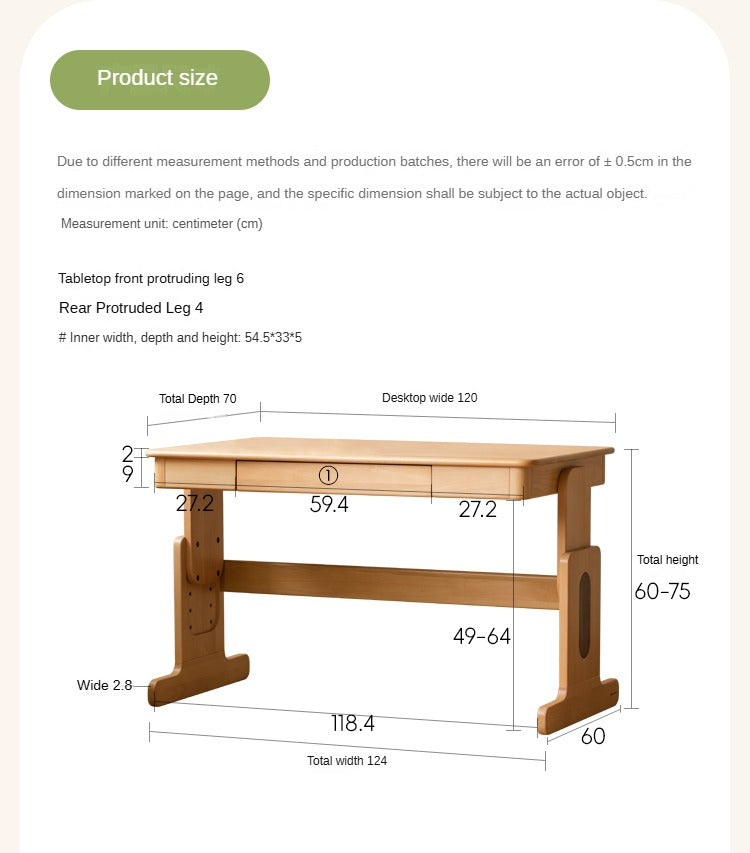 Beech Solid Wood Children's Lifting Desk