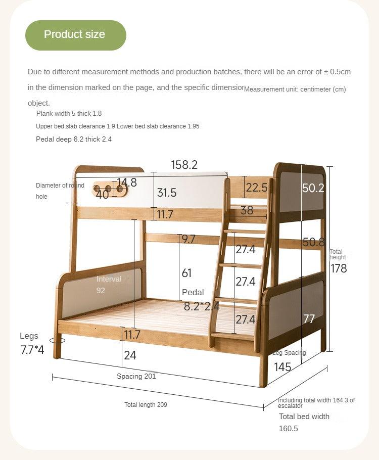 Rubber solid wood children's bunk bed