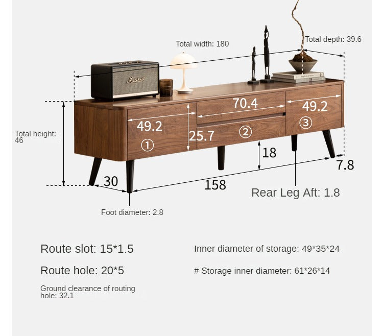 Black walnut solid wood TV cabinet modern simple