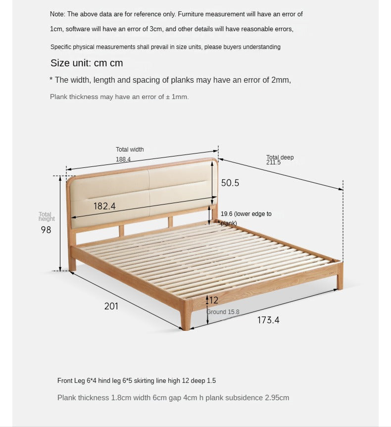 Oak Solid Wood Leather Soft Bed