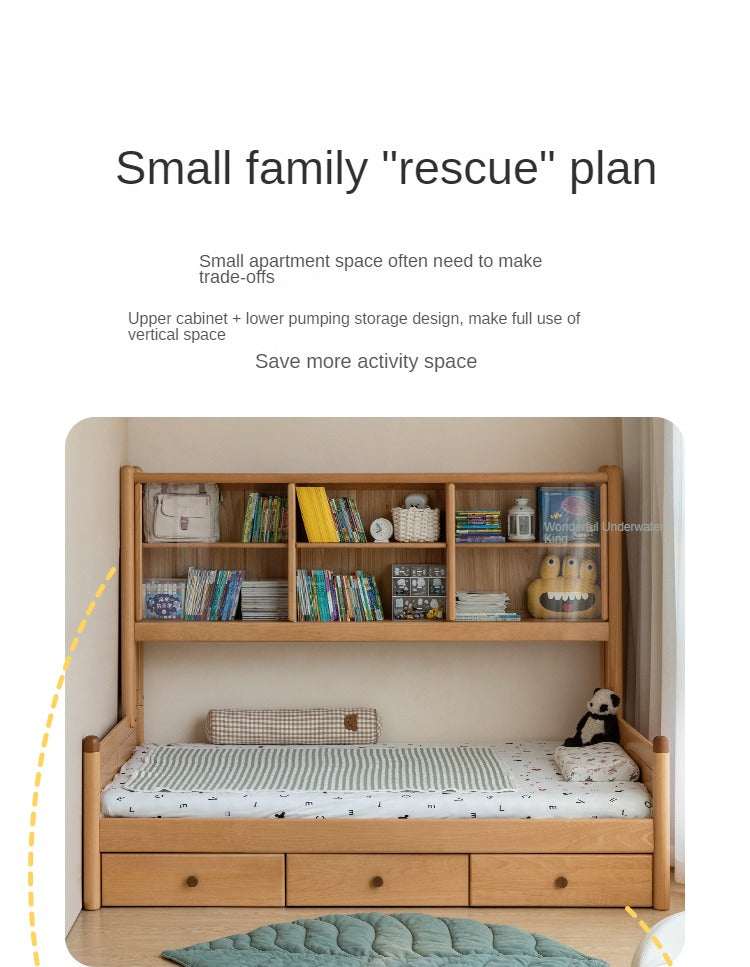 Beech Solid Wood Children's Cabinet Integrated Bed