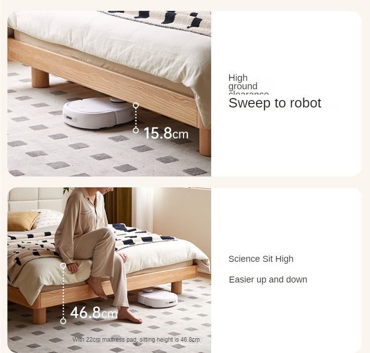 Oak solid wood technology cloth soft bed modern simple<