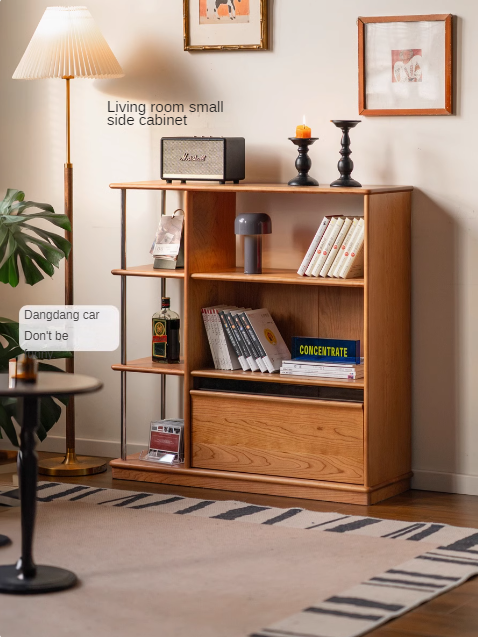 Cherry Solid Wood  Retro Partition Bookcase