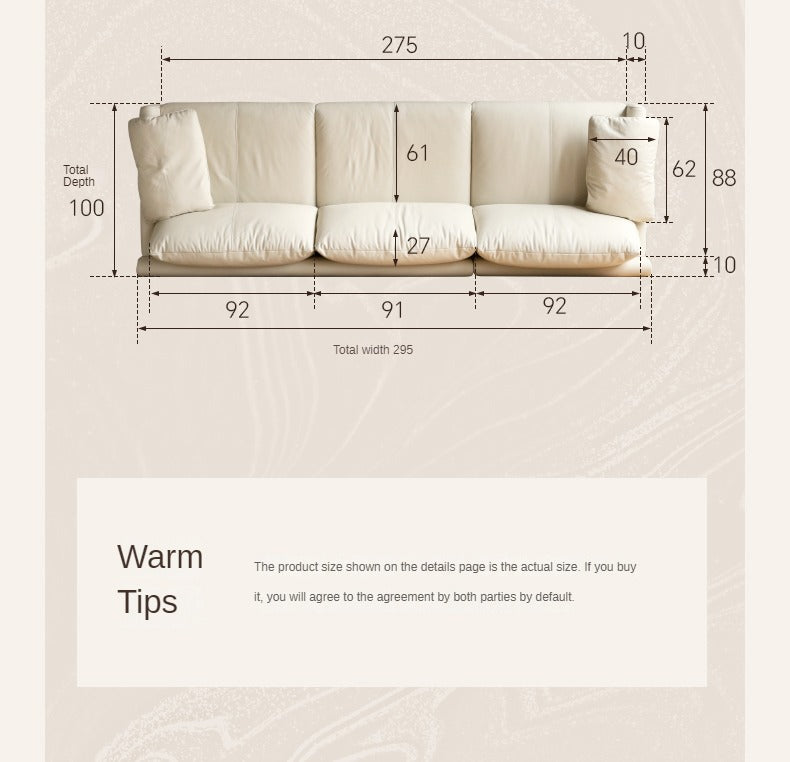 Leather straight white Italian sofa