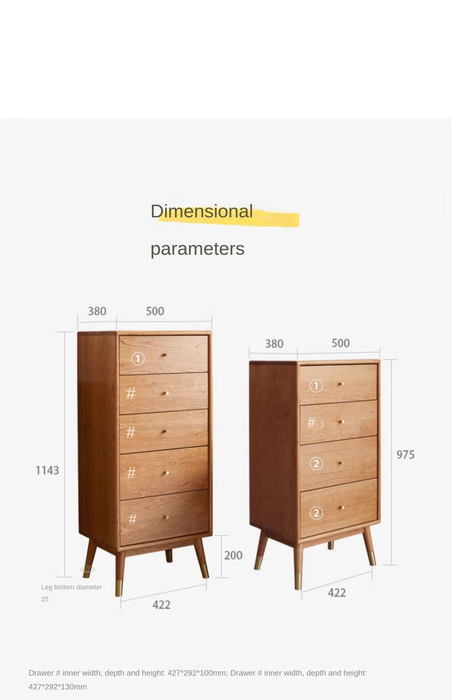 Cherry Solid Wood Modern Light Luxury Chest of Drawers