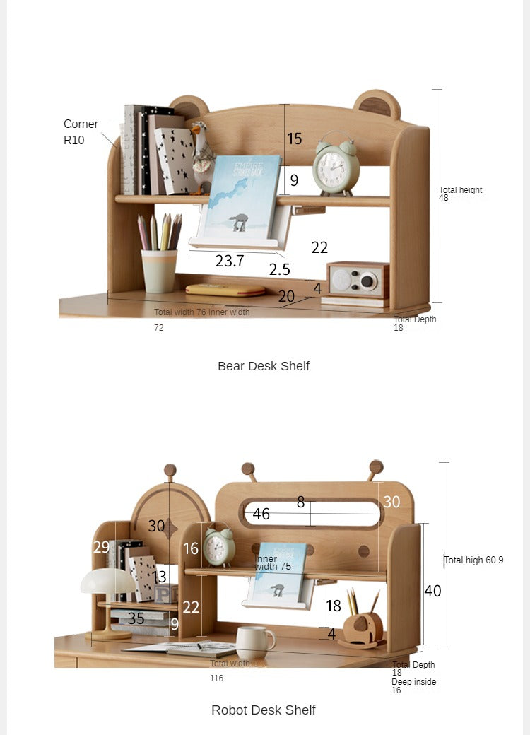 Beech Solid Wood Children's Liftable Study Table