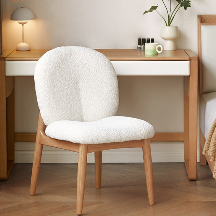 Oak Solid Wood Leisure Soft Chair Study Cream Style