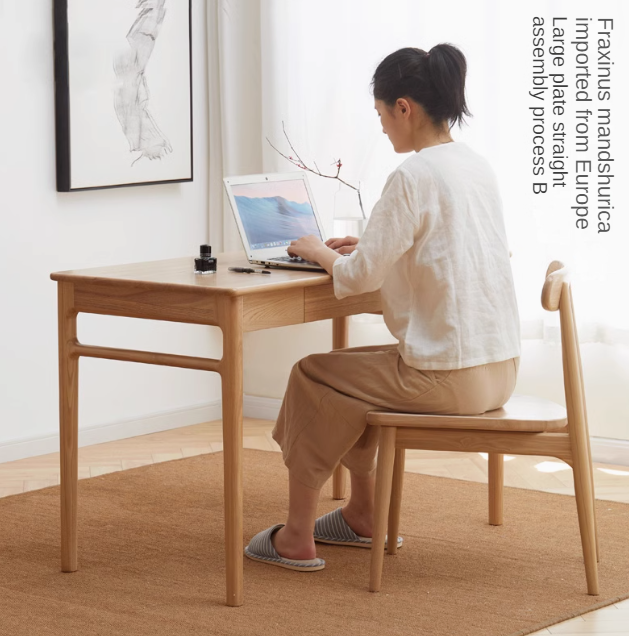 Ash Solid Wood Minimalist Modern Computer Desk