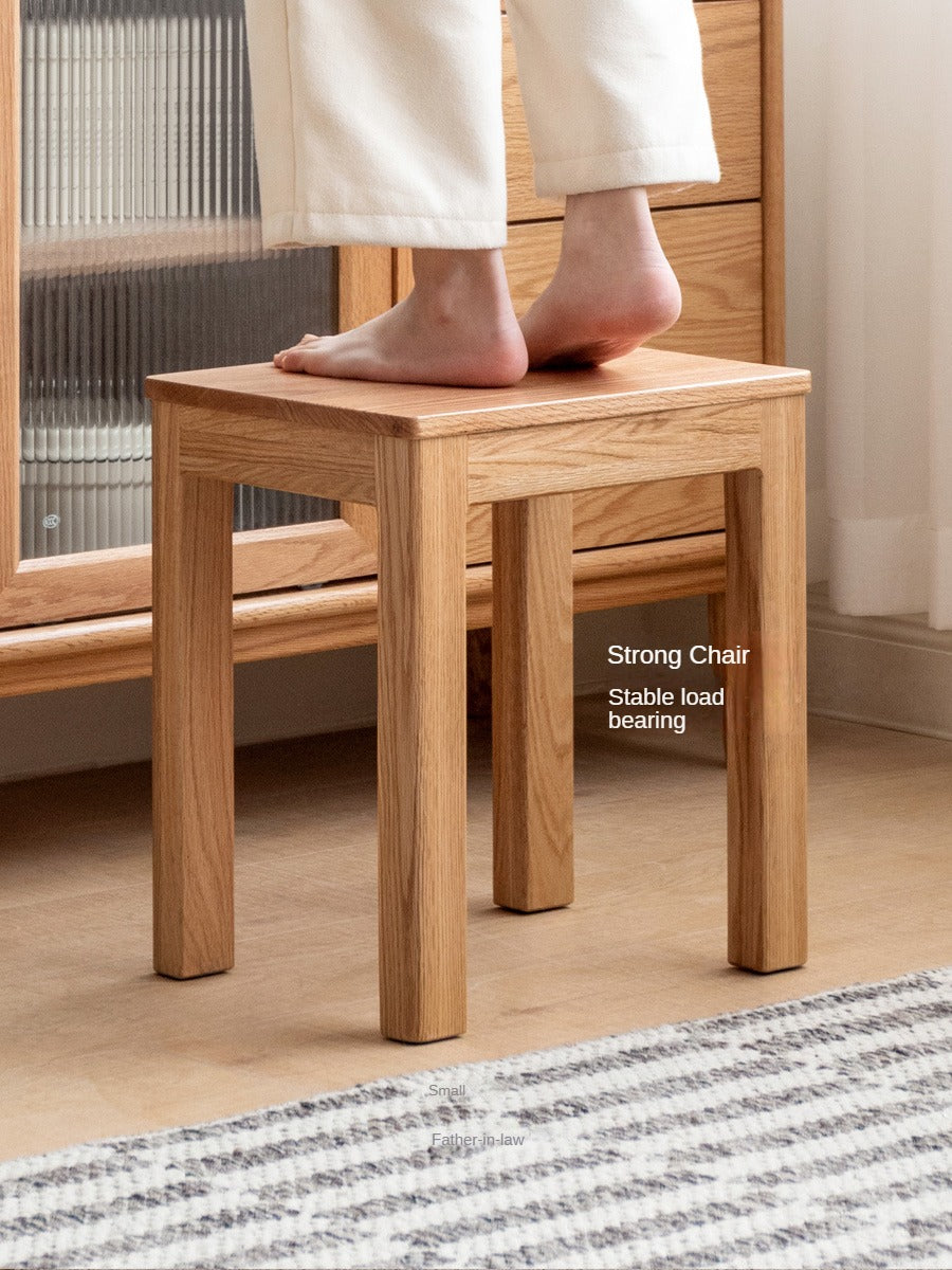 4 pcs set Oak Solid Wood Nordic Square Stool