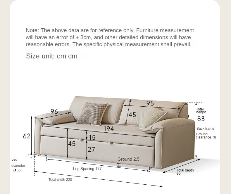 Cat scratching leather white cream style folding dual-purpose sofa