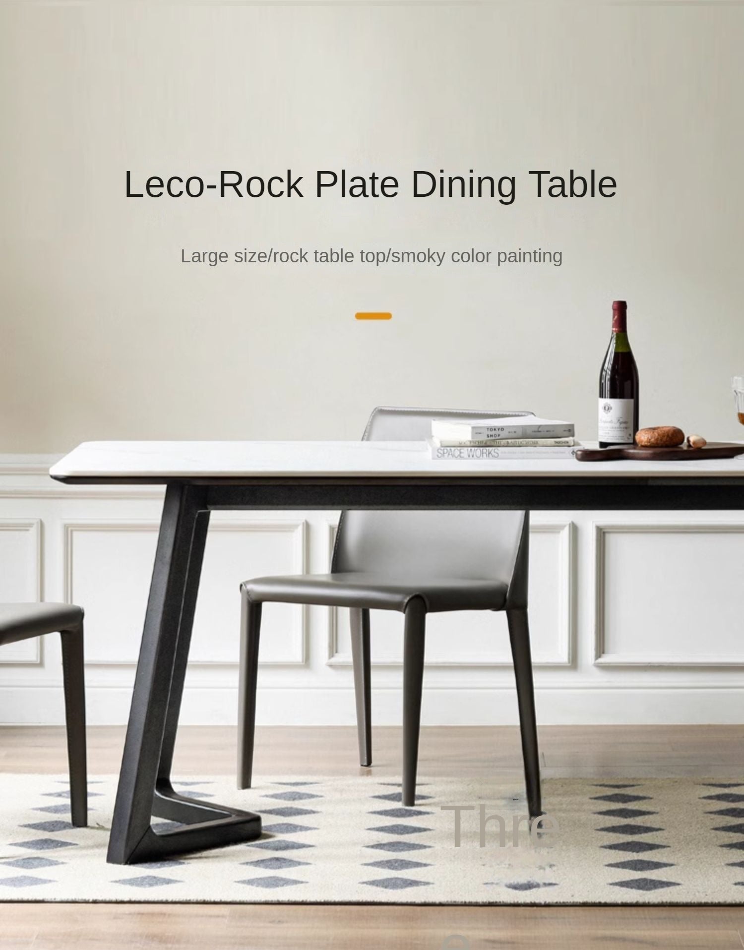 Oak wood color Nordic Rock Table Light Luxury Dining Table