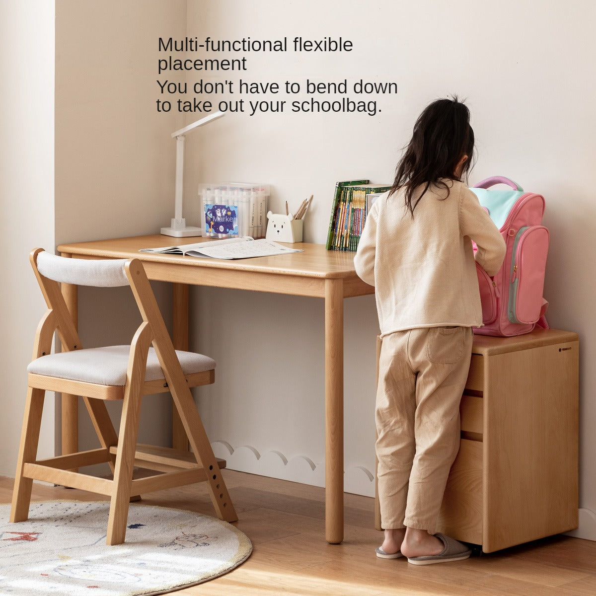 Beech Solid Wood Desk Children's Study Table