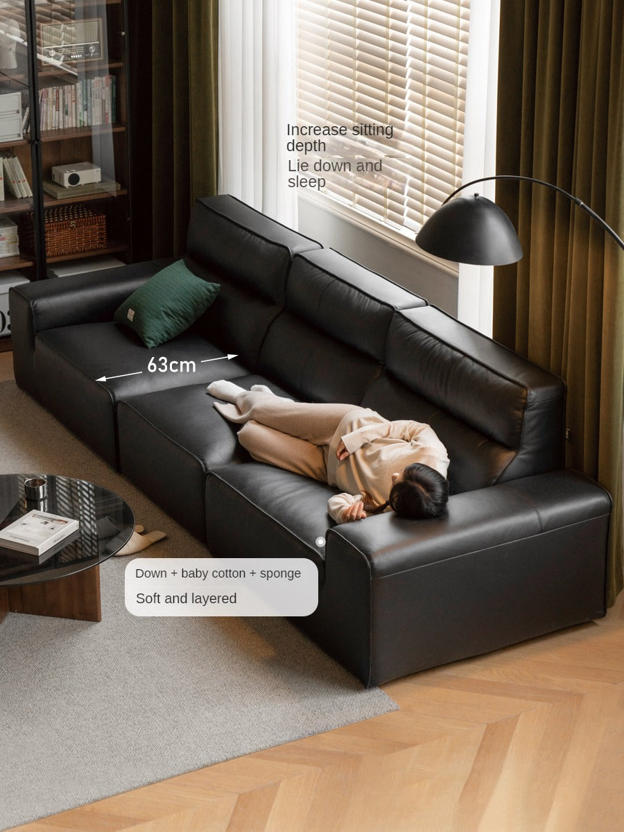 American cattle leather sofa black