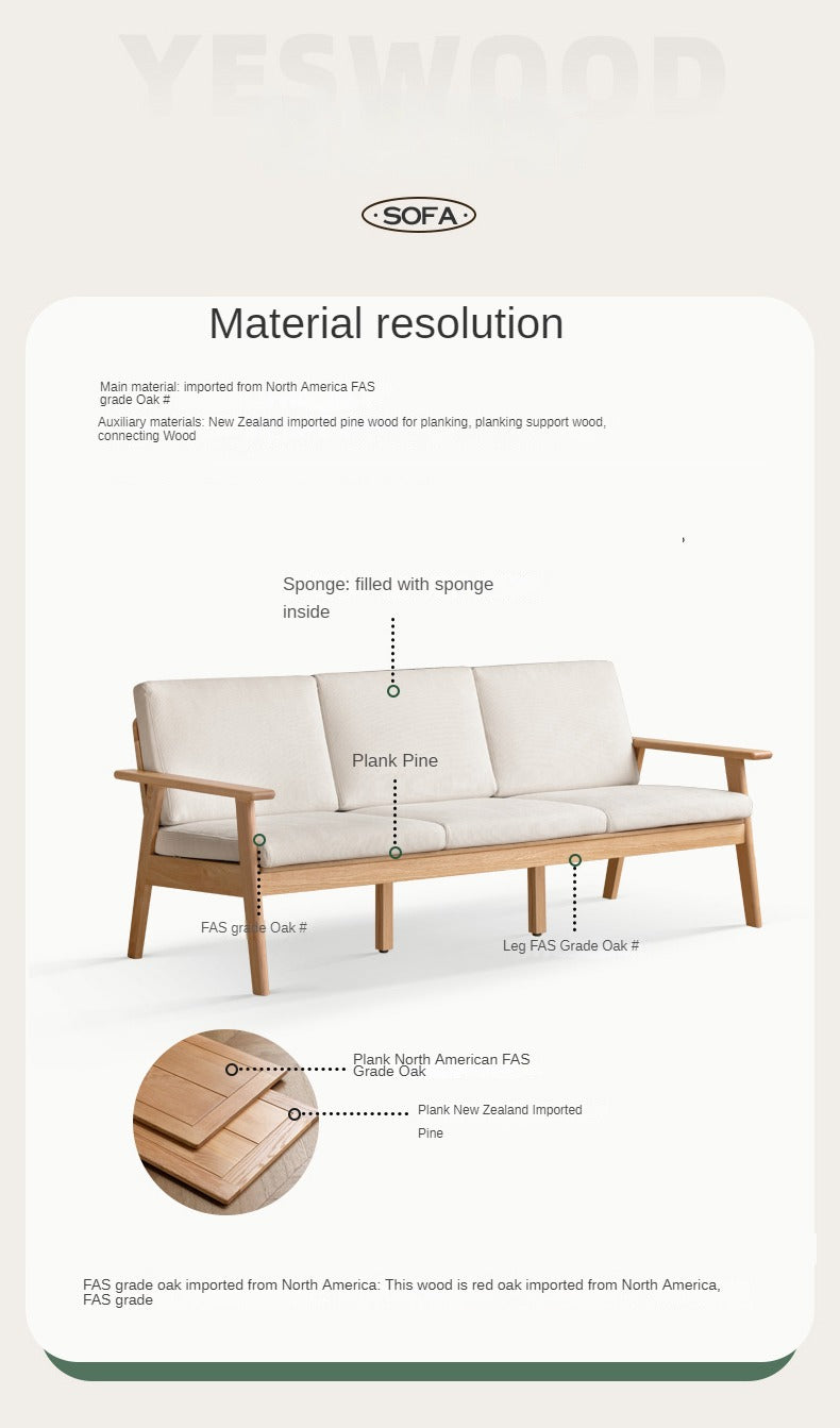 Oak, solid wood  fabric sofa)