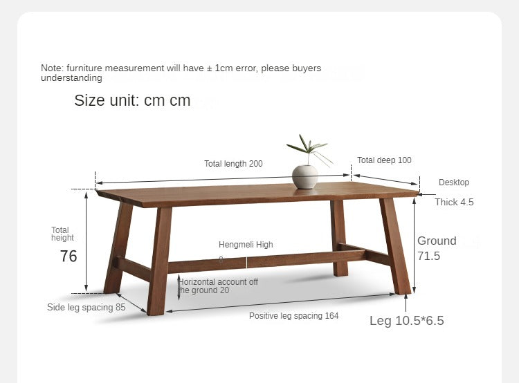 Ash solid wood long dining table