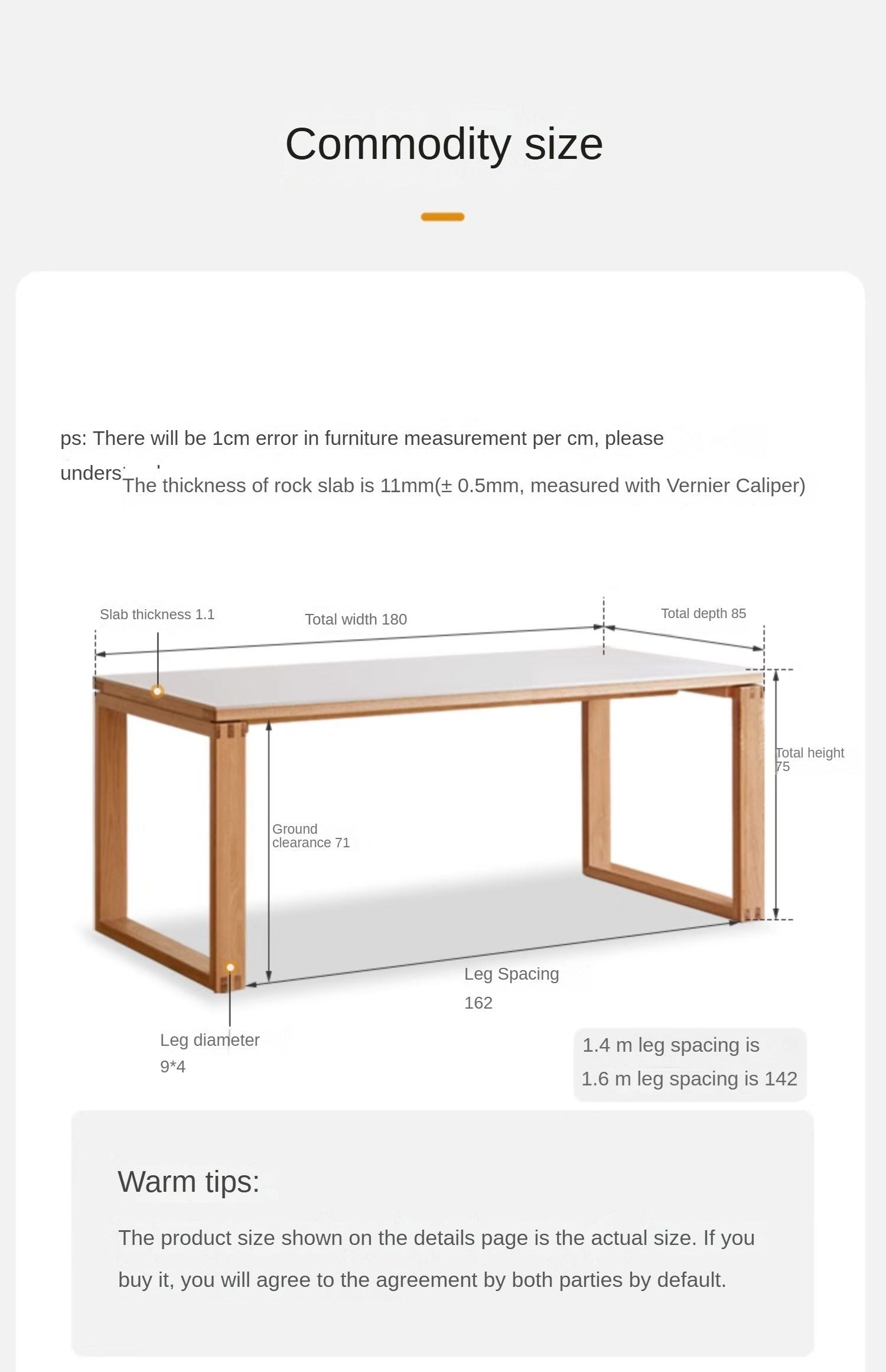 Oak Solid Wood rectangular rock slab dining table