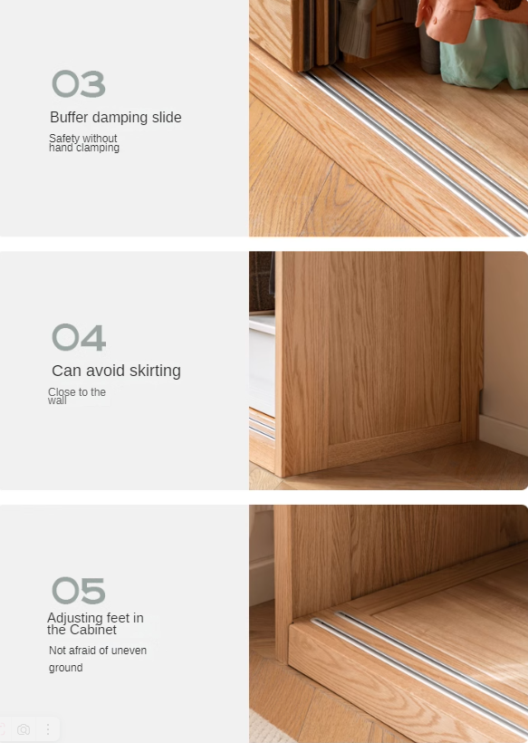 Oak Solid Wood Sliding Door Wardrobe