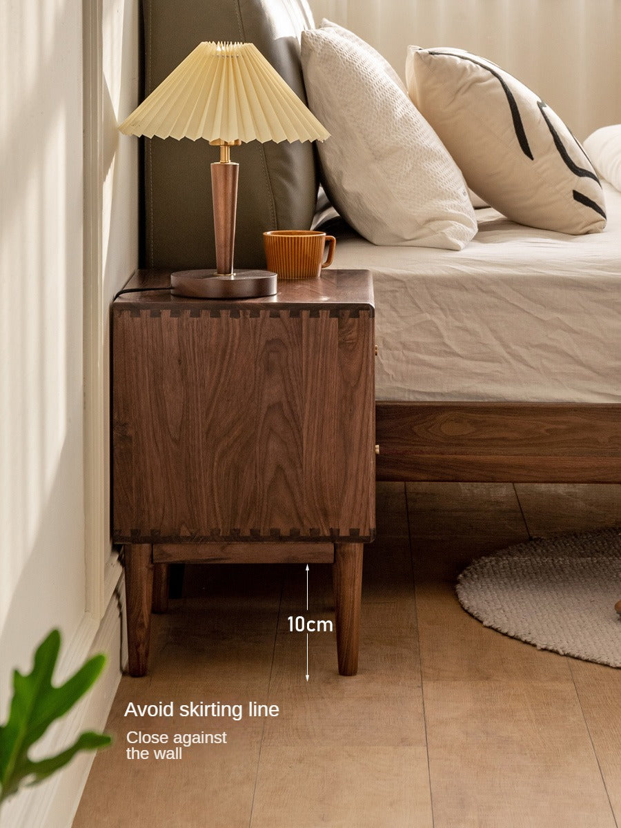 Black walnut solid wood nightstand-