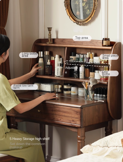 Black Walnut Solid Wood French Retro Dressing Table