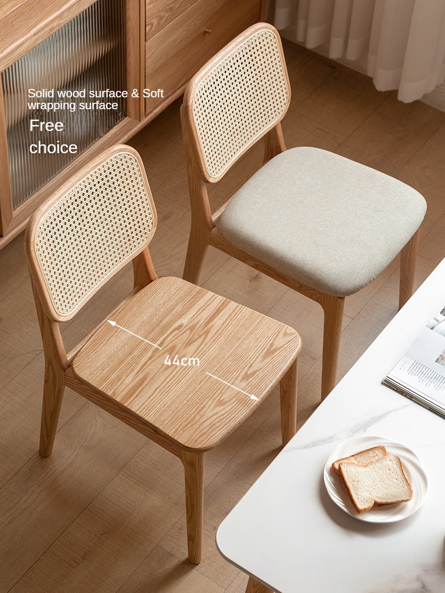 solid wood dining chair home restaurant dining chair comfortable soft back chair oak rattan book chair