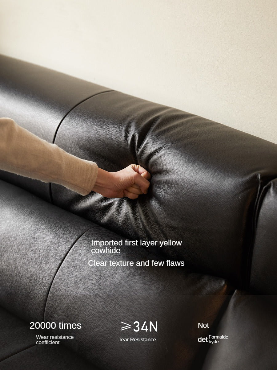 Leather sofa Italian minimalist black :