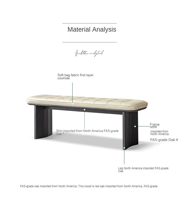 Oak Solid Wood Luxury Soft Bench with wide and thick legs