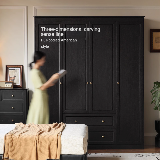 Oak Solid Wood American Style Open Door Wardrobe