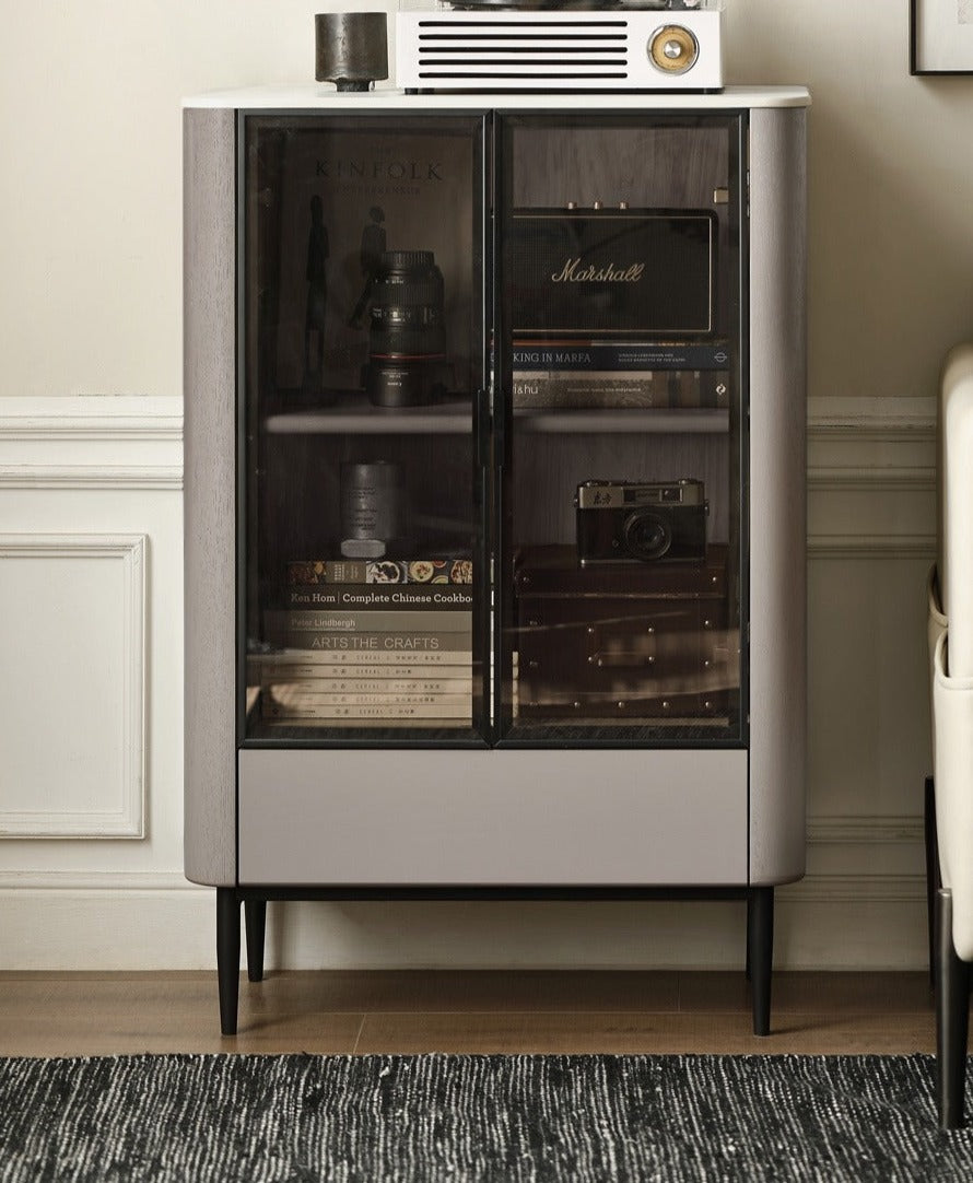 Oak Solid Wood Luxury French Slate side Cabinet -