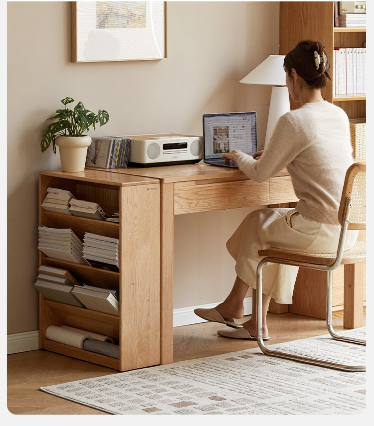 Oak solid wood small book rack against the wall