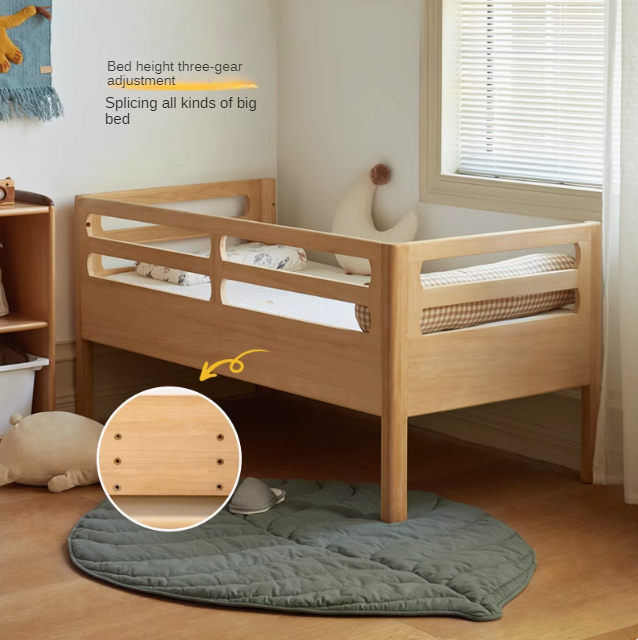 Solid wood children's splicing bed