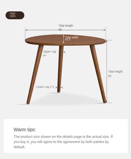 Oak Solid Wood Walnut Color Side Table