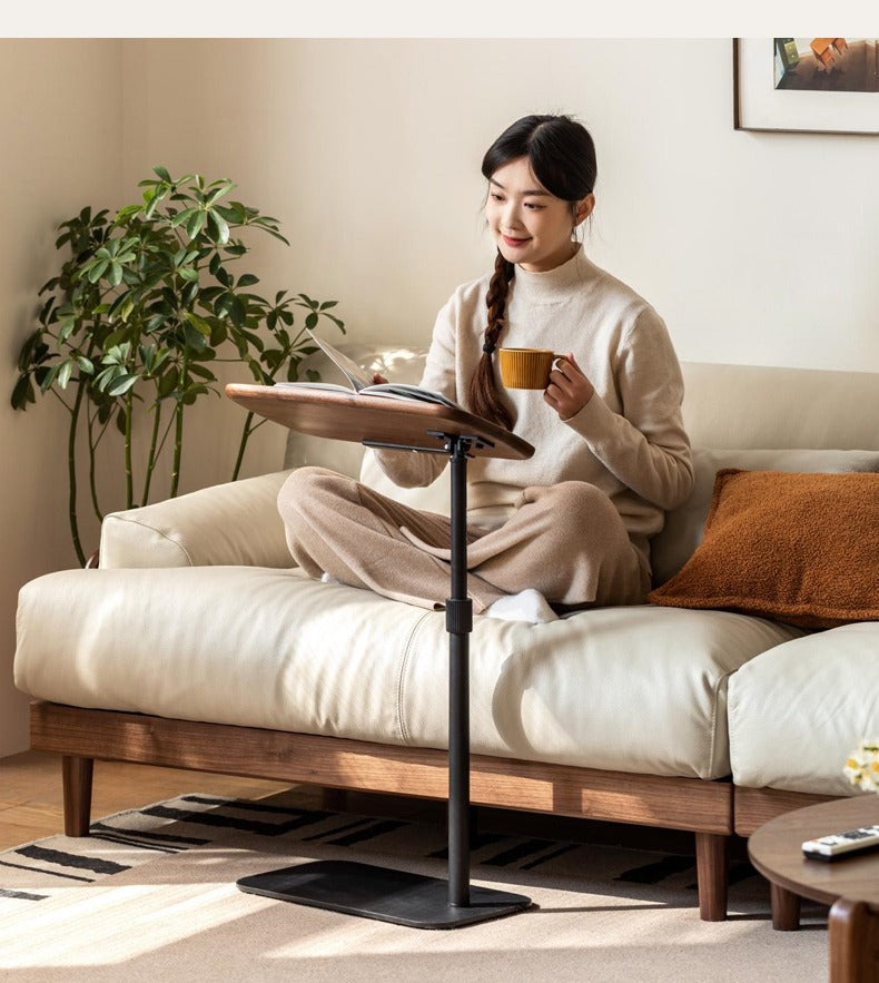 Black walnut solid wood liftable rotating side table