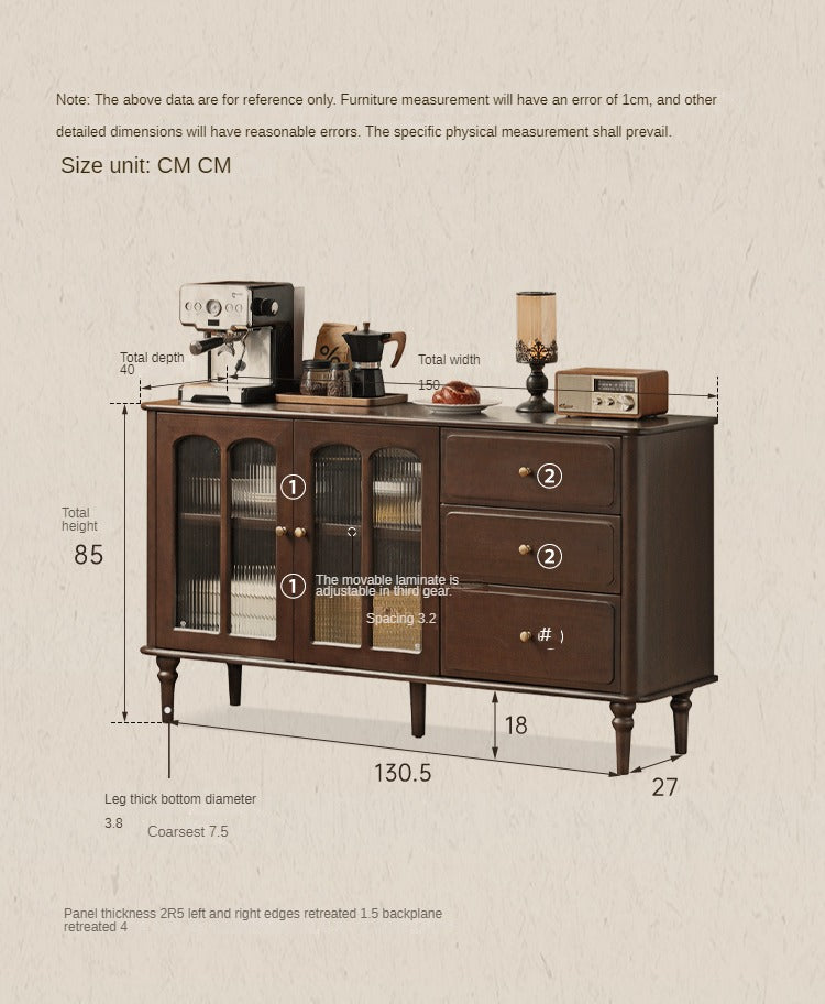 Poplar Solid Wood American Retro Dining Sideboard