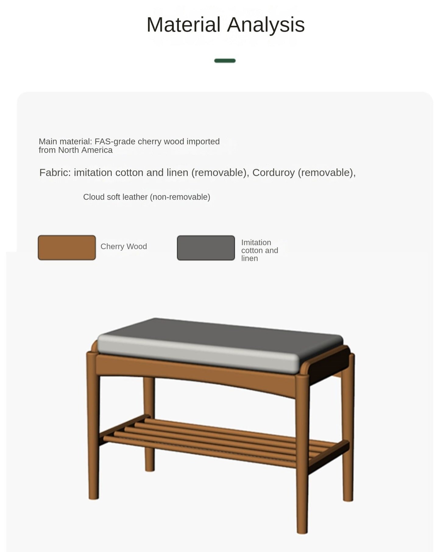 Cherry solid wood Shoe Storage Bench