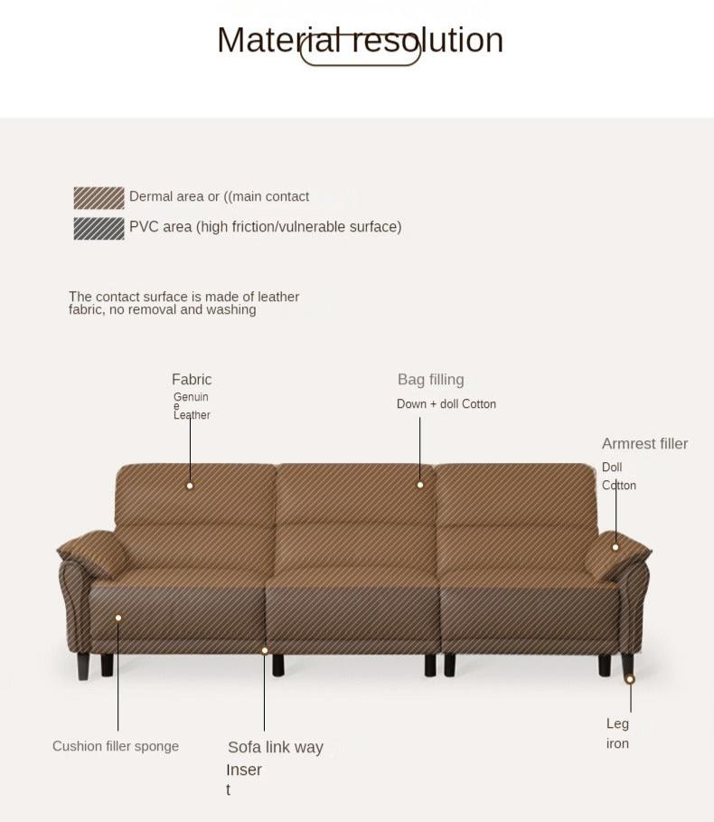 Leather modern simple cowhide down sofa