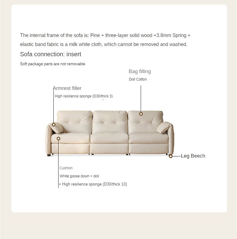 Fabric Cream Style Three-seat Straight Cat Scratching Cloth Sofa